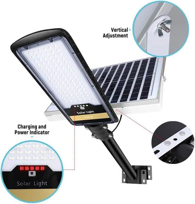 Alt view image 4 of 7 - 9000 Watt Solar Street Lights Outdoor, Dusk to Dawn IP67 Security Led Flood Light Lamp with Remote Control Mounting Pole and Bracket Garden, Street, Court, Parking Lot