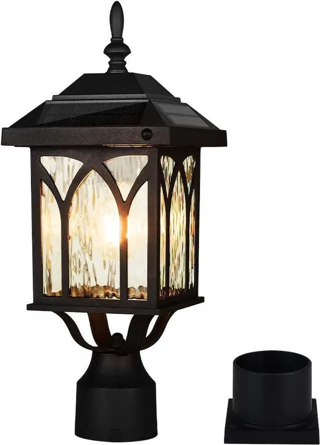 Main image of Solar Lamp Post Light OutdoorSolar Outdoor Post Light with 3.5in Pier Mount BaseMatte BlackSuitable for Wet Locations