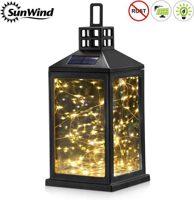 Alt view image 4 of 7 - Solar Lantern Lights Outdoor SUNWIND Waterproof Solar Table Lamp Hanging Lighting with 40 Warm White LEDs for Garden Patio Landscape Decoration