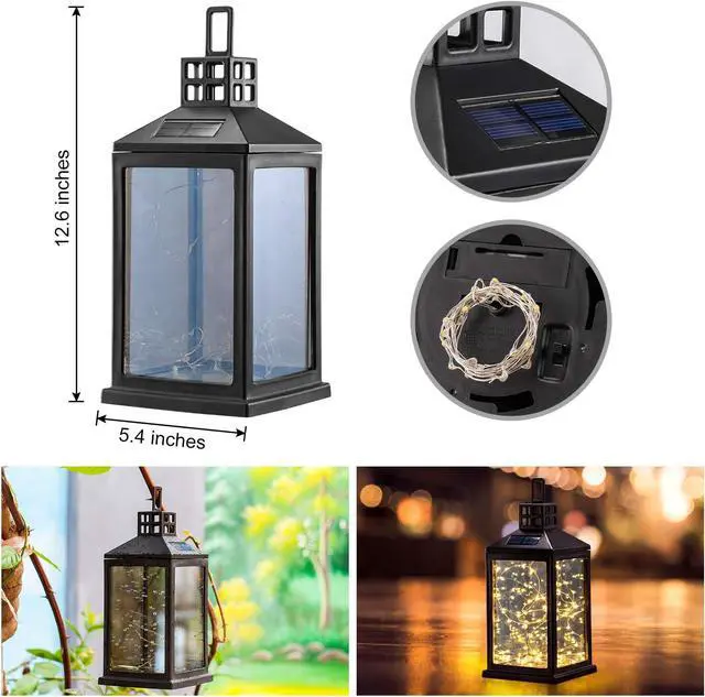 Alt view image 3 of 7 - Solar Lantern Lights Outdoor SUNWIND Waterproof Solar Table Lamp Hanging Lighting with 40 Warm White LEDs for Garden Patio Landscape Decoration