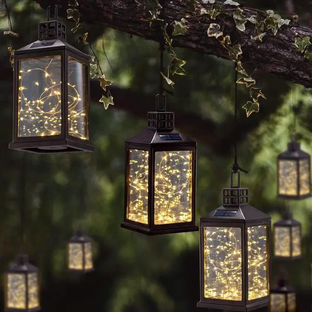 Alt view image 6 of 7 - Solar Lantern Lights Outdoor SUNWIND Waterproof Solar Table Lamp Hanging Lighting with 40 Warm White LEDs for Garden Patio Landscape Decoration