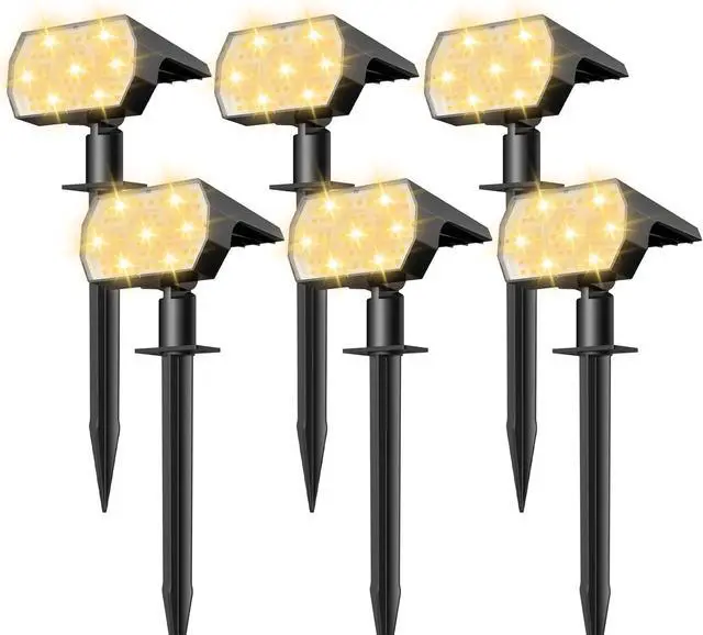 Main image of NYMPHY Solar Lights Outdoor Waterproof IP68, 56 LED 3 Lighting Modes Solar Powered Garden Yard Spot Solar Lights for Christmas Outside Landscape- 6 Pack (Warm White)