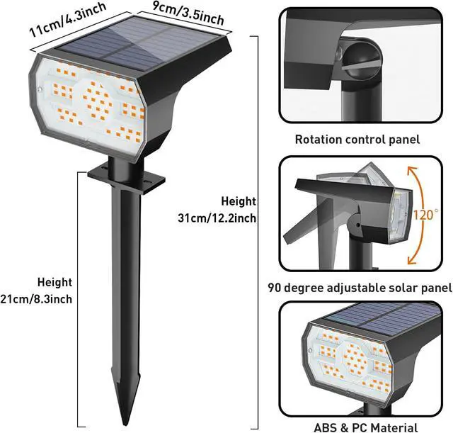 Alt view image 5 of 6 - NYMPHY Solar Lights Outdoor Waterproof IP68, 56 LED 3 Lighting Modes Solar Powered Garden Yard Spot Solar Lights for Christmas Outside Landscape- 6 Pack (Warm White)