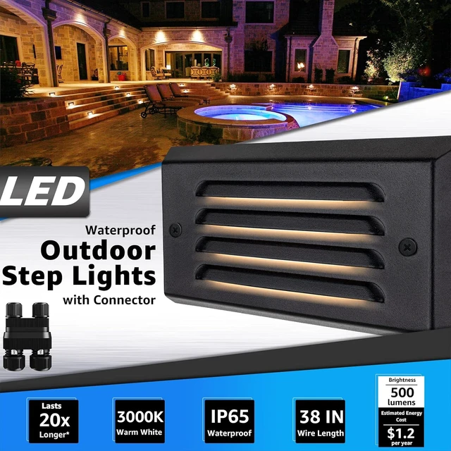 Alt view image 2 of 7 - SUNVIE 8-Pack Low Voltage Step Lights 5W 6in Outdoor Black Cast-Aluminum