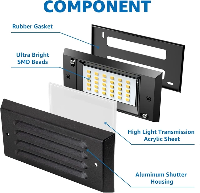 Alt view image 3 of 7 - SUNVIE 8-Pack Low Voltage Step Lights 5W 6in Outdoor Black Cast-Aluminum