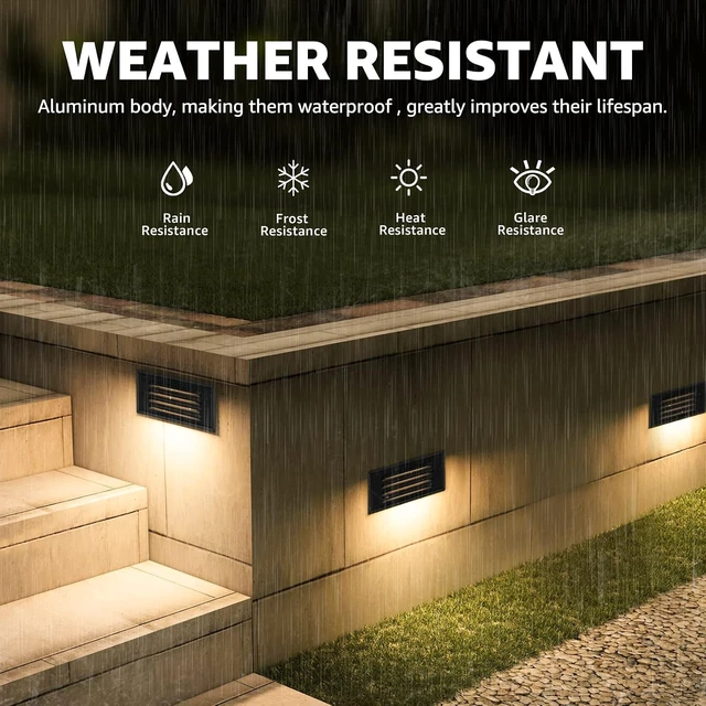 Alt view image 4 of 7 - SUNVIE 8-Pack Low Voltage Step Lights 5W 6in Outdoor Black Cast-Aluminum