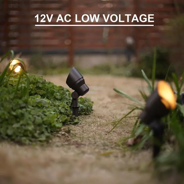 Alt view image 3 of 7 - GOODSMANN Low Voltage Landscape Flood Lights 8PK Kit 3W LED 200 Lumen Outdoor Spotlights 3000K Warm White Replaceable LED Outside Hardwired Lighting with Metal Stakes Cable Connectors Replaceable