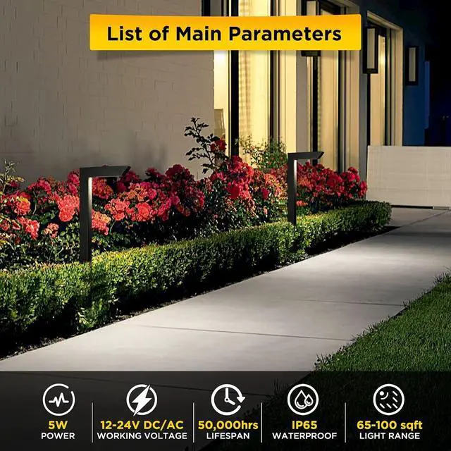 Alt view image 4 of 7 - Gardencoin 3CCT LED Low Voltage Landscape Pathway Light, 12V Premium 3000K/4000K/5000K Selectable Path Lights Wired, Modern Walkway Lights Outdoor, Higher Housing with Larger Stake (19.7IN, 8 Pack)