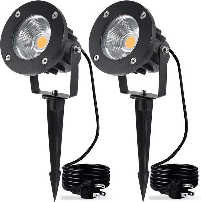Main image of 20W LED Landscape Lighting Outdoor Spotlight 120V AC Waterproof Yard Spot Lights Outdoor with Stake for Tree Flag Lights 3000K Warm White Lawn Decorative Lamp with US 3-Plug in (2 Pack)
