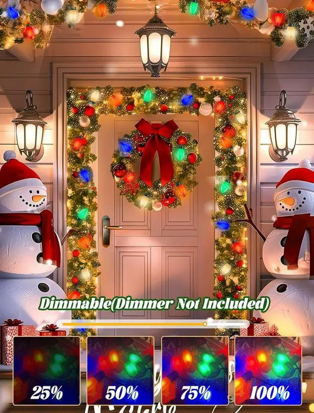 Alt view image 4 of 7 - C9 LED Christmas Lights Outdoor 25Ft Outdoor Christmas Decorations String Light Waterproof with 26 C9 LED Multicolor Bulbs, Hanging Vintage Christmas Lights for Patio Roofline Garden Holiday Party