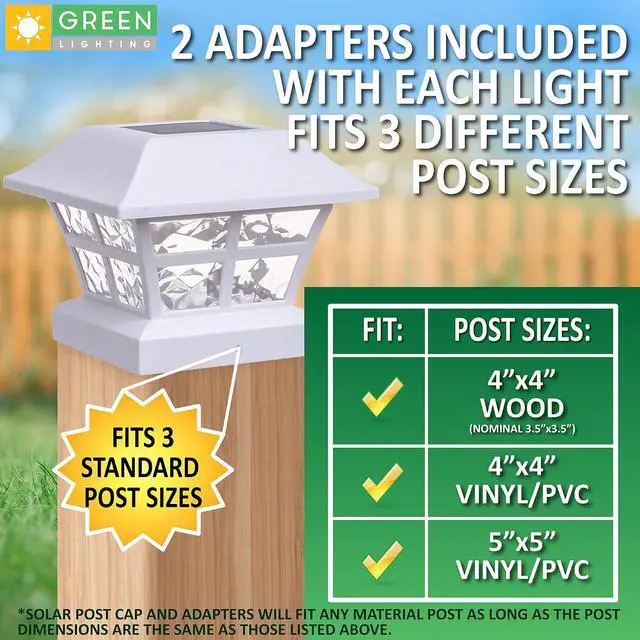 Alt view image 2 of 5 - GreenLighting Evolve White Solar Post Cap Lights - 4x4 Post Caps and Outdoor Post Lights - Waterproof Solar Lights for Fence Posts - Solar Post Lights fit 4x4 5x5 Vinyl/PVC White, 4 Pack