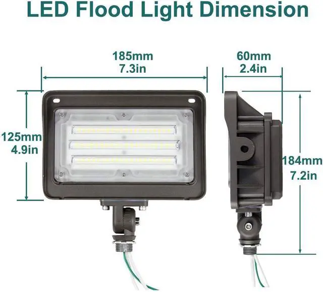 Alt view image 5 of 6 - kadision LED Flood Light 50W, Dusk-to-Dawn Photocell, 5000K 6500lm 100-277Vac, 180-degree Adjustable Knuckle, Waterproof Outdoor Security Lighting Fixtures, ETL Listed (4-Pack)