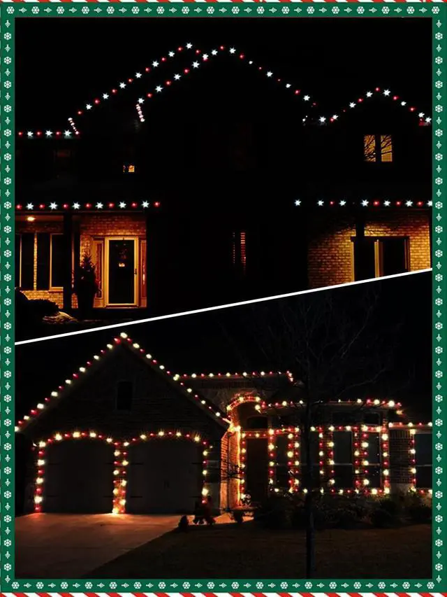 Alt view image 7 of 7 - SUNSGNE C9 LED Christmas Lights Outdoor, 25ft Vintage Christmas Lights with 27 LED Red White Plastic Bulbs(2 Spare) for Patio Home House Balcony Xmas Decor, Green Wire