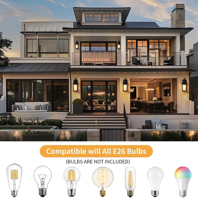 Alt view image 7 of 7 - Large Outdoor Wall Lights for House 2-Pack, Matte Black