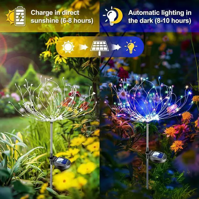 Alt view image 5 of 7 - Anordsem Solar Lights Outdoor Waterproof: 4 Pack Garden Light - Bendable Copper Wire with 120 LED Firework Beads - DIY Colorful Fun Decoration for Yard Patio - Twinkle Sparkler Gifts for Women Wife