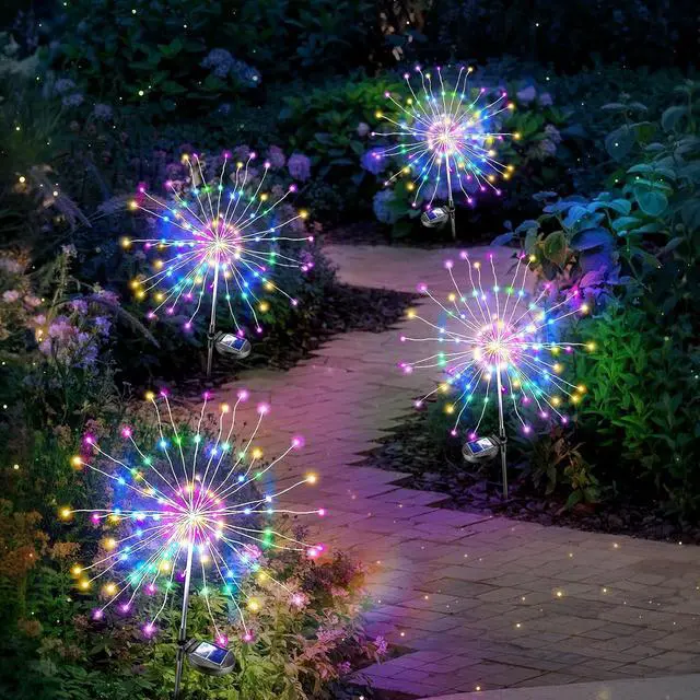 Alt view image 6 of 7 - Anordsem Solar Lights Outdoor Waterproof: 4 Pack Garden Light - Bendable Copper Wire with 120 LED Firework Beads - DIY Colorful Fun Decoration for Yard Patio - Twinkle Sparkler Gifts for Women Wife