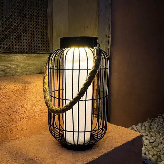 Main image of Large Outdoor Solar Lanterns Hanging Light Waterproof LED Garden Lights solar powered Retro Metal Auto On Off Table Lamp for Garden Patio Porch Lawn Pathway Walkway Tabletop Decorative(Black)