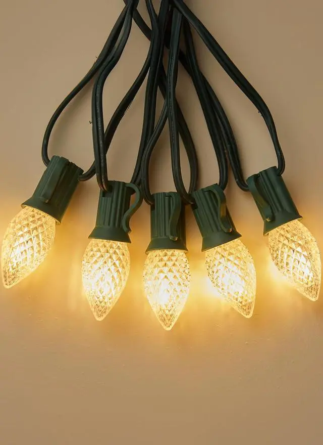 Alt view image 6 of 7 - Brightown C7 LED Warm White Christmas Lights Outdoor, 100FT String with 100 Plastic Bulbs, Traditional Hanging Holiday Lights for Christmas Tree, Patio, Fence, Roofline Xmas Decorations