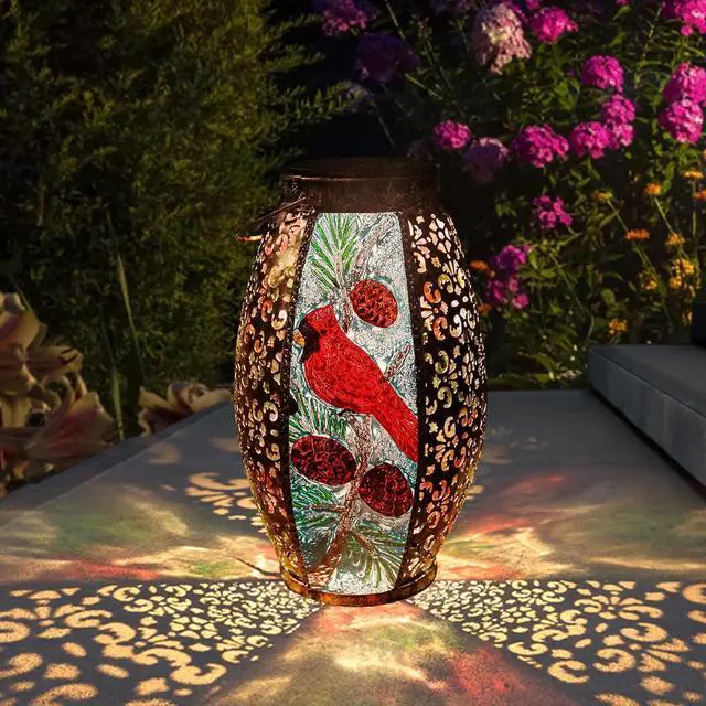 Main image of Solar Lanterns Outdoor Hanging Light Cardinal LED Glass Light Waterproof