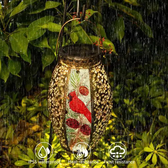 Alt view image 4 of 7 - Solar Lanterns Outdoor Hanging Light Cardinal LED Glass Light Waterproof