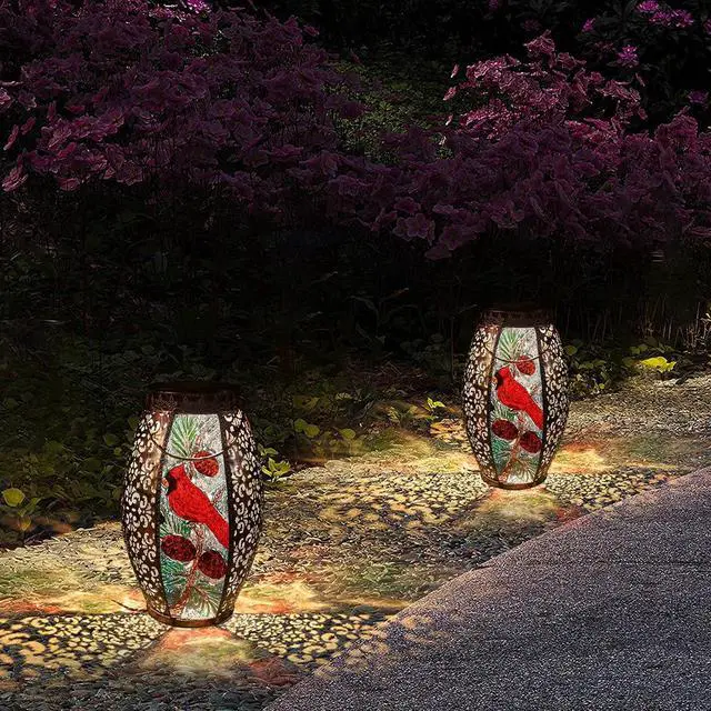Alt view image 6 of 7 - Solar Lanterns Outdoor Hanging Light Cardinal LED Glass Light Waterproof