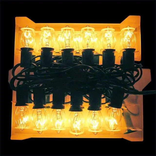 Alt view image 3 of 7 - SUNSGNE C7 Christmas Lights, 25Ft Outdoor Christmas String Lights with 27 Clear Warm White Incandescent Bulbs, Xmas Vintage String Light for Patio, Cafe, Party Decor, Green Wire