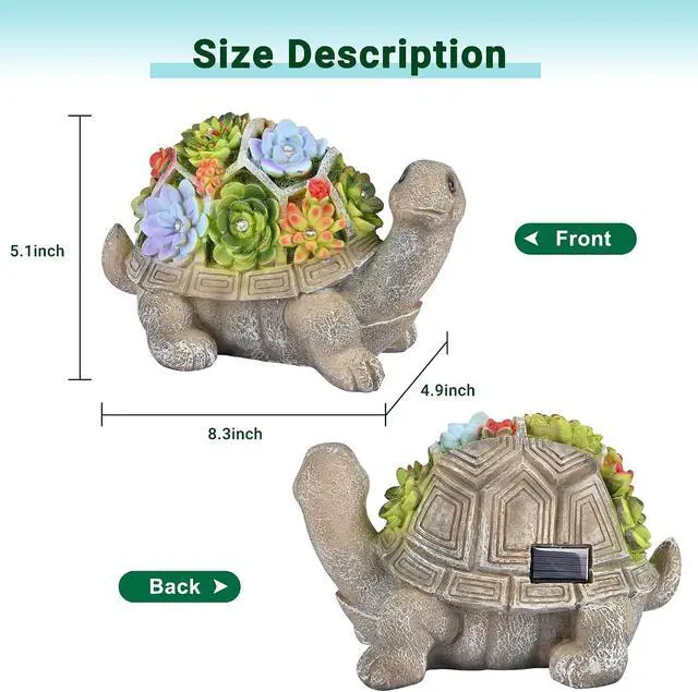 Alt view image 3 of 7 - GIGALUMI Solar Garden Statues Turtle Figurine Lights for Outside Waterproof