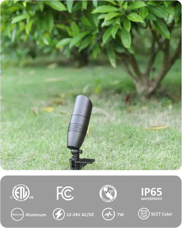 Alt view image 2 of 7 - Low Voltage Tree Uplighting Outdoor with 5 Color Temperature | 7W 5CCT, 12V Wired LED Landscape Spot Lighting Outdoor for Tree Wall, 60° Beam Angle, Aluminum, Bronze, 6PK