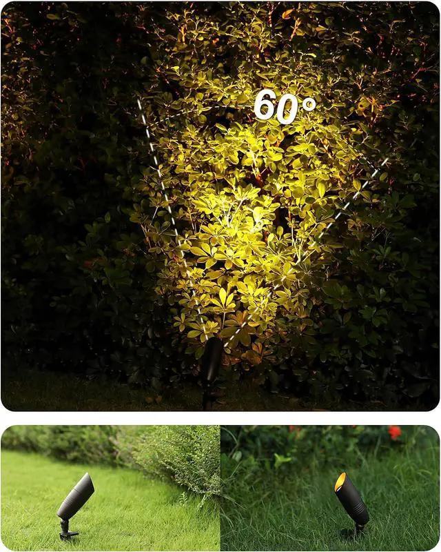 Alt view image 4 of 7 - Low Voltage Tree Uplighting Outdoor with 5 Color Temperature | 7W 5CCT, 12V Wired LED Landscape Spot Lighting Outdoor for Tree Wall, 60° Beam Angle, Aluminum, Bronze, 6PK