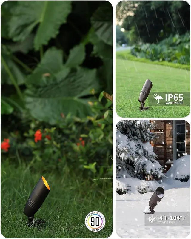 Alt view image 5 of 7 - Low Voltage Tree Uplighting Outdoor with 5 Color Temperature | 7W 5CCT, 12V Wired LED Landscape Spot Lighting Outdoor for Tree Wall, 60° Beam Angle, Aluminum, Bronze, 6PK