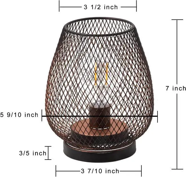 Alt view image 3 of 7 - Set of 4 Battery Operated Lamp LED Table Lantern, Brown Metal Cage Cordless Lamps with LED BulbVintage Decorative Outdoor Lantern for Weddings, Parties, Patio, Events for Indoors Shelf Decor