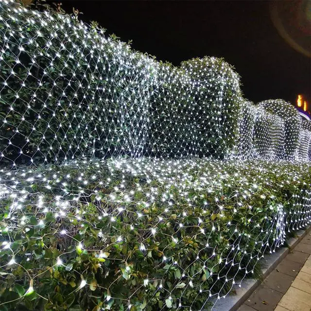 Alt view image 4 of 7 - WATERGLIDE Outdoor Christmas Net Lights, 12FT x 5FT 360 LED Mesh String Light with 8 Lighting Modes, Connectable Waterproof Lights for Garden Tree Bushes, Holiday Wedding Party Decorations, White