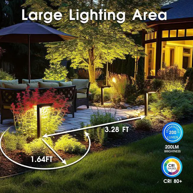 Alt view image 5 of 7 - Energetic 3CCT Low Voltage Landscape Lights, 5W 200LM IP65 Waterproof LED Pathway Lights, 50000 Hrs, Outdoor Landscape Lighting, Square Modern Side Lit, Die-cast Aluminum Housing, ETL Listed, 6 Pack