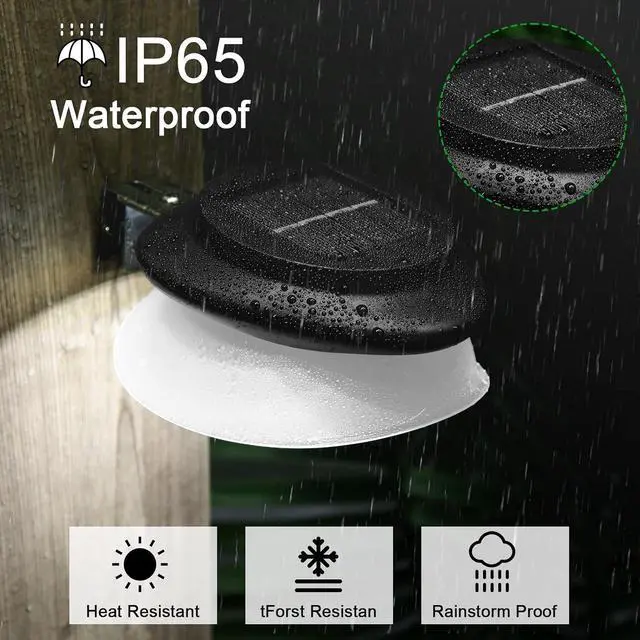 Alt view image 3 of 7 - Yinder 12 Pieces Solar Gutter Lights Outdoor 9 LED Waterproof Gutter Solar Lighting Deck Fence Lamps White Lamps for Garden Backyard Pathway Roof Yard Utility Patio Wall (Black)