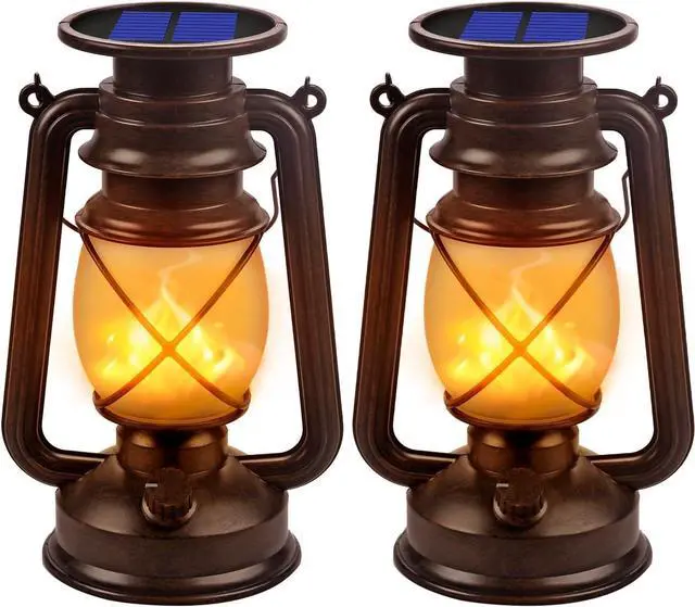 Main image of Solar Lantern Outdoor Hanging Solar Lights Dancing Flame Led Waterproof Camping Lamps, Landscape Decor for Table Patio Garden Yard Pathway Porch 2 Pack