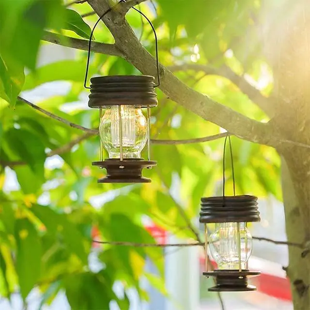 Alt view image 3 of 7 - pearlstar Solar Lanterns Outdoor Waterproof Hanging Solar Lights with Handle for Garden Patio Yard Backyard Pathway Porch Driveway Decoration, Outside Table Lamp,2 Pack 5.5" H (Warm White)