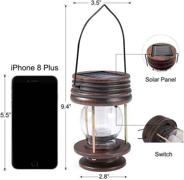 Alt view image 6 of 7 - pearlstar Solar Lanterns Outdoor Waterproof Hanging Solar Lights with Handle for Garden Patio Yard Backyard Pathway Porch Driveway Decoration, Outside Table Lamp,2 Pack 5.5" H (Warm White)