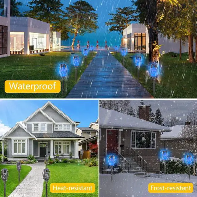Alt view image 5 of 7 - EOYIZW Solar Lights Outdoor, 12 Pack Blue Solar Torch Light