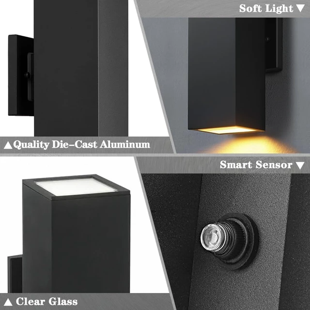 Alt view image 5 of 7 - SHIMR Dusk to Dawn Outdoor Wall Lights Modern Sconce, ETL Listed, 2 Pack