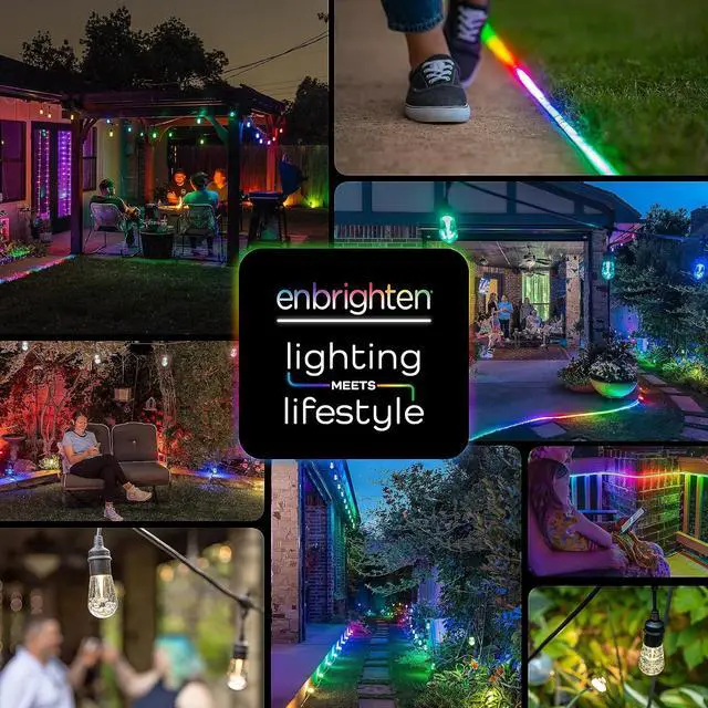 Alt view image 6 of 6 - Enbrighten LED Ground Lights, 12 Path Lights, 110ft, Color Changing, Remote Control, Outdoor Path Lighting, 41017