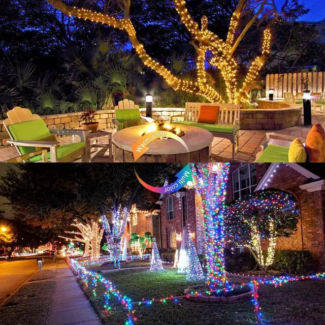 Alt view image 5 of 7 - JMEXSUSS 100 LED Warm White & Multicolor Color Changing String Lights