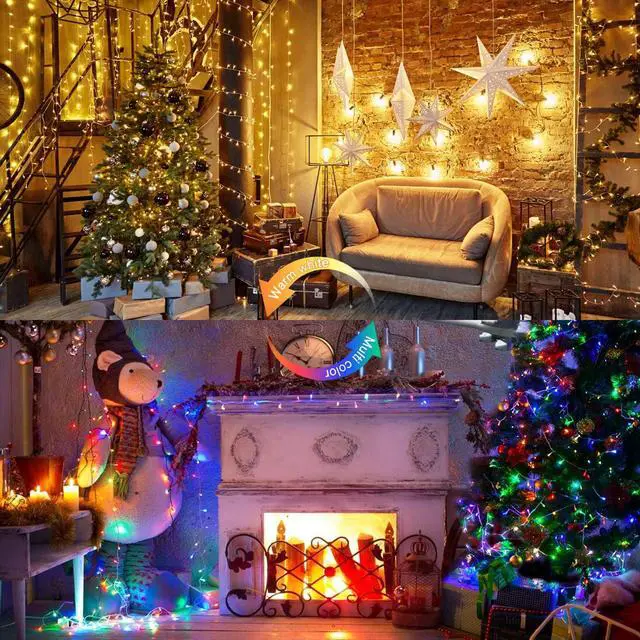 Alt view image 6 of 7 - JMEXSUSS 100 LED Warm White & Multicolor Color Changing String Lights