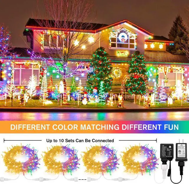 Alt view image 7 of 7 - JMEXSUSS 100 LED Warm White & Multicolor Color Changing String Lights