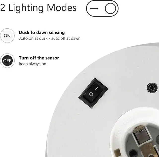 Alt view image 5 of 7 - Porch Light White Dusk to Dawn Outdoor Wall Light, 13in Large Exterior Lighting Fixture for House Garage Front Door, Waterproof Outside Hanging Lamp E26 Wall Mount Lantern (Bulb Not Included)