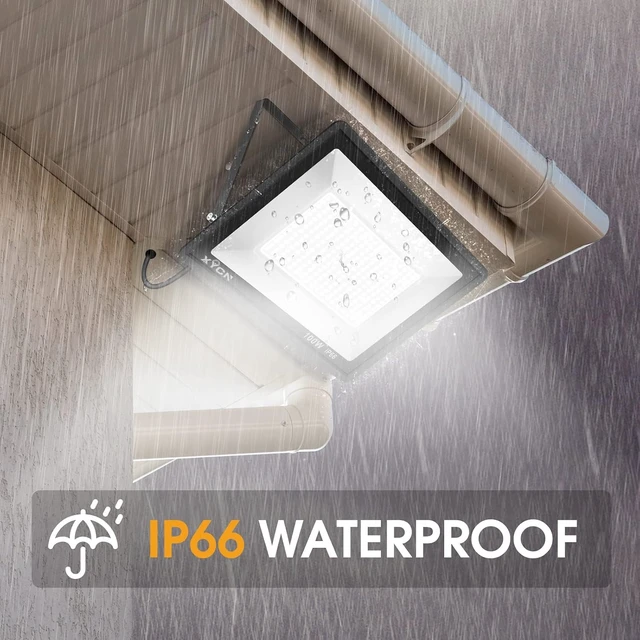 Alt view image 2 of 7 - 4 Pack 100W LED Flood Lights IP66 Waterproof 12500LM Super Bright Outdoor Security Lights, 5000K Daylight White for Yard, Garden, Playground, Basketball Court, Patio