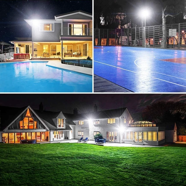 Alt view image 7 of 7 - 4 Pack 100W LED Flood Lights IP66 Waterproof 12500LM Super Bright Outdoor Security Lights, 5000K Daylight White for Yard, Garden, Playground, Basketball Court, Patio