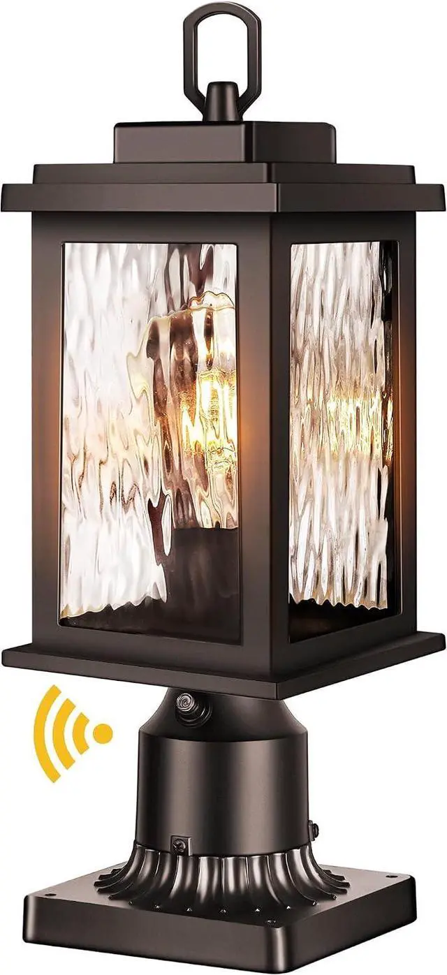 Main image of VIANIS Outdoor Post Lights Hardwired 120V, Oil Rubbed Bronze Dusk to Dawn Lantern Post for Outside with Pier Mount Base, Waterproof Aluminum ORB Exterior Lamp Post Light Fixture for Column Mount Light