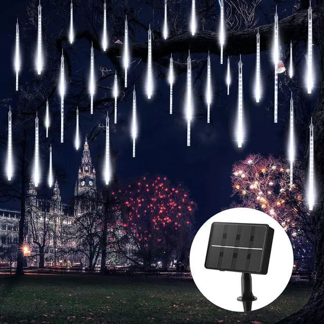 Main image of Solar Meteor Shower Lights Outdoor - 576 LED Rain Drop Lights with 16 Tubes