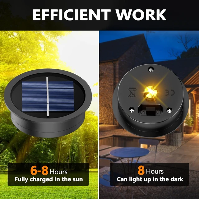 Alt view image 7 of 7 - 8 Pack Replacement Solar Light Parts(Top Size 2.76 inches, Bottom Size 2.36 inches),7 Lumens Warm White LED Waterproof Solar Light Replacement Top Kit for Outdoor DIY Hanging Lanterns