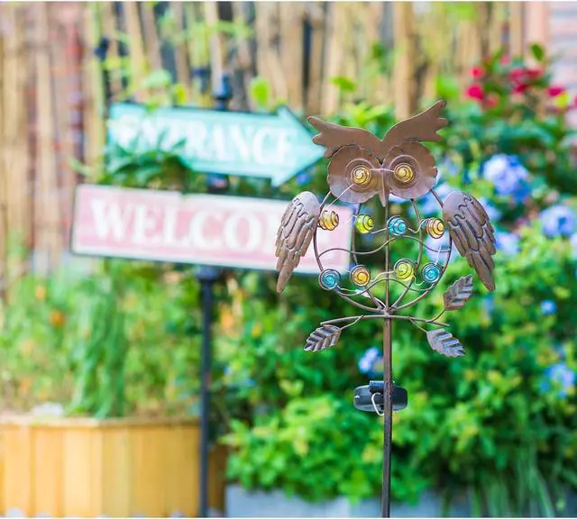 Alt view image 6 of 7 - TAKE ME Owl Garden Solar Lights Outdoor, Solar Powered Stake Lights Chrismas Gifts Garden Gifts Mom Wife Grandma - Metal OWL LED Decorative for Walkway,Pathway,Yard,Lawn (Bronze)